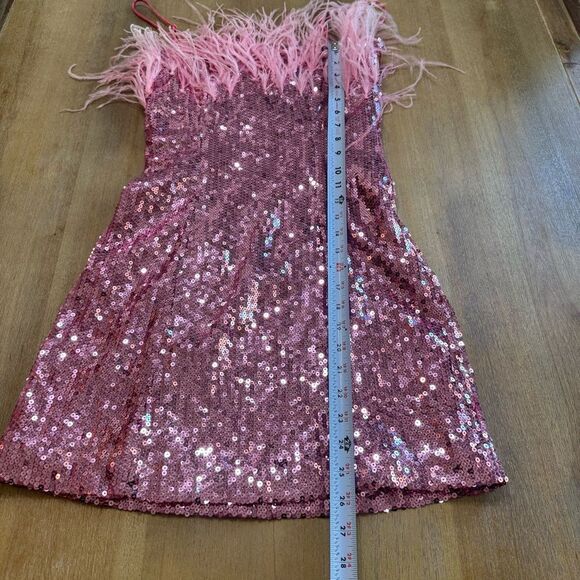Anthropologie Audrey Adele Pink Feather Sequin‎ Mini Dress XS - Picture 10 of 16
